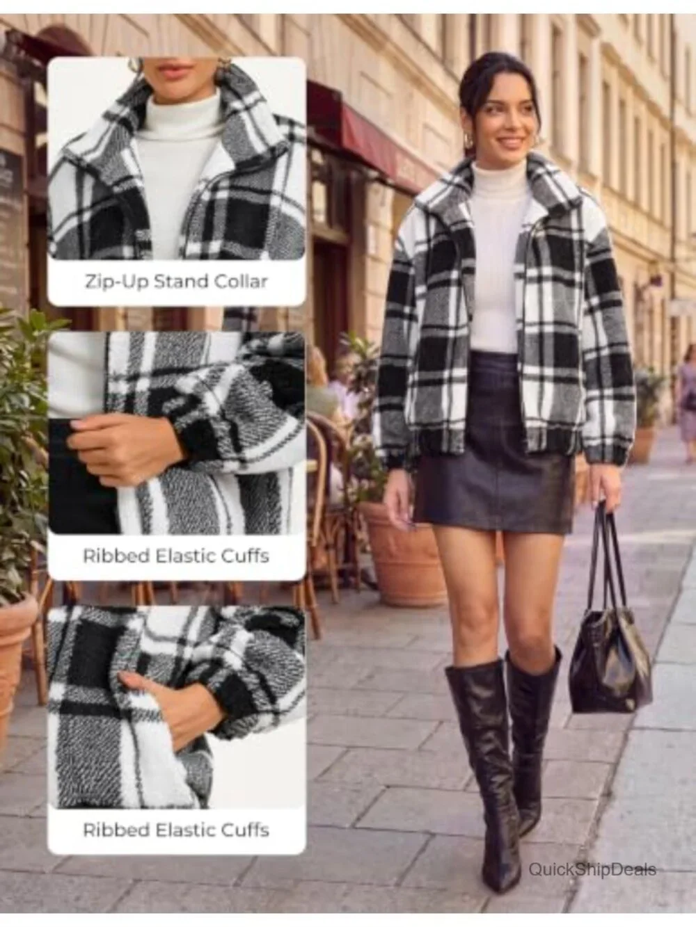 Sherpa Fleece Full Zip Jacket with Pockets Oversized
